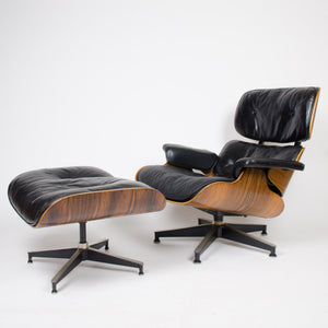 SOLD 1960's Herman Miller Eames Lounge Chair & Ottoman Rosewood 670 671 Black Leather