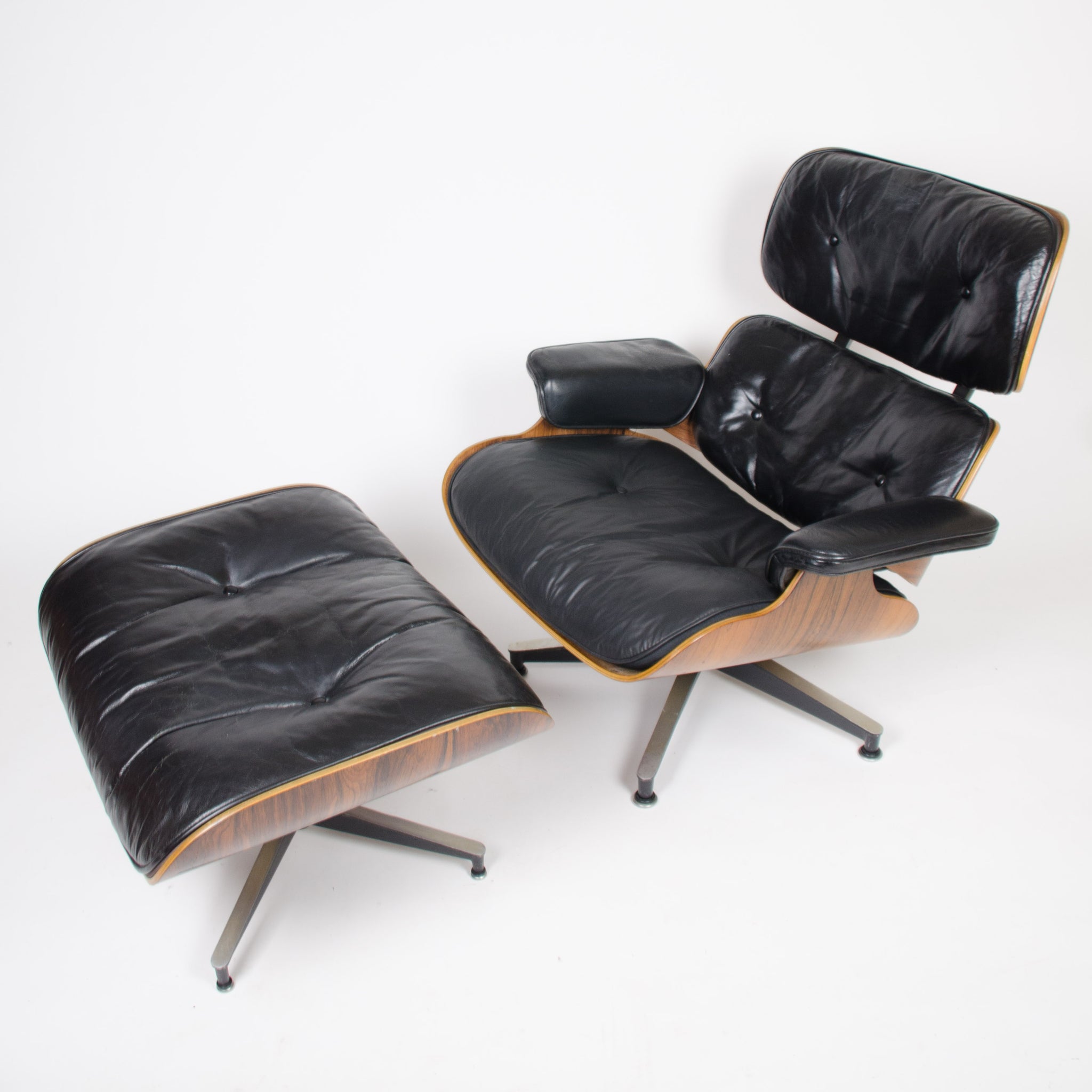 SOLD 1960's Herman Miller Eames Lounge Chair & Ottoman Rosewood 670 671 Black Leather