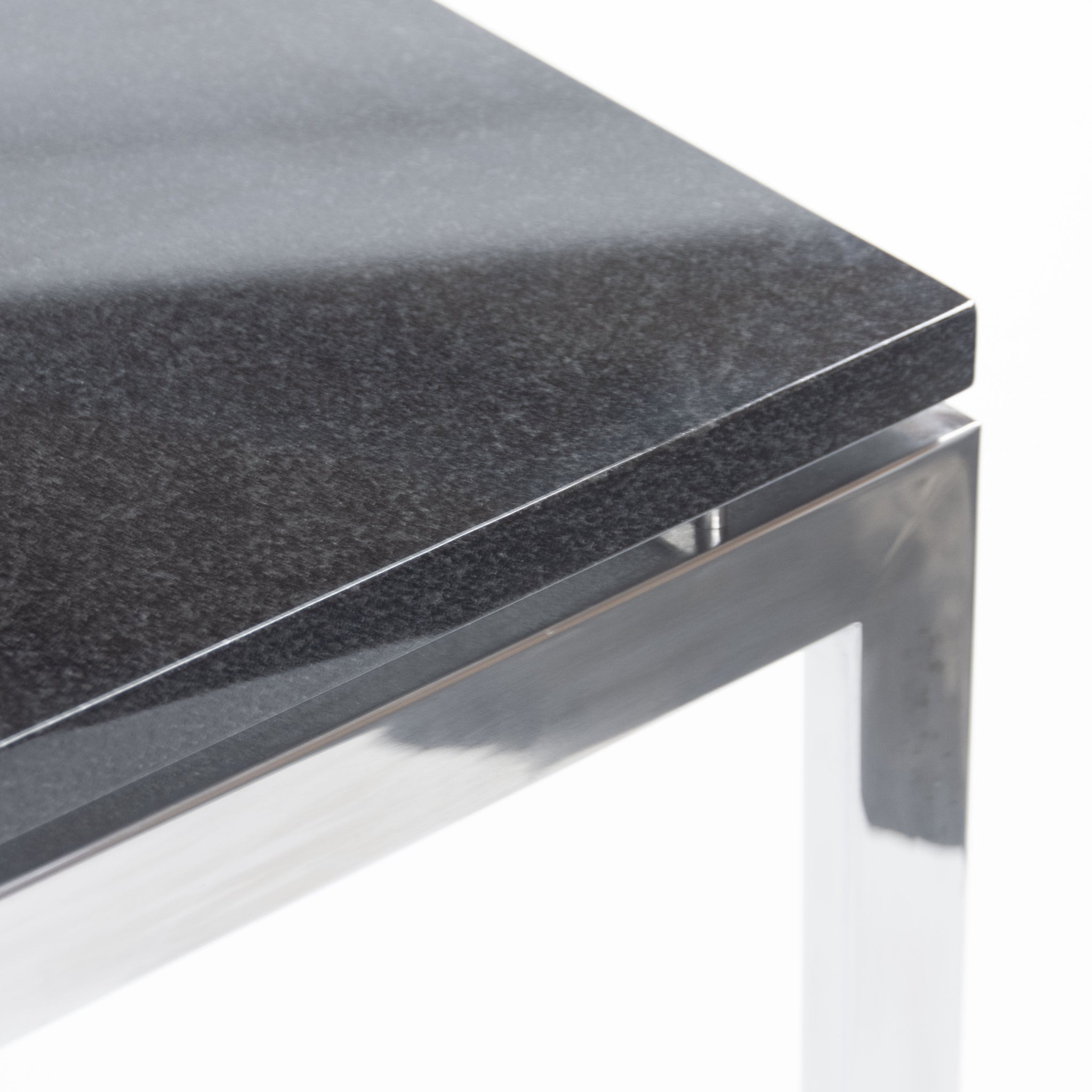 SOLD Granite 2011 Cumberland Meeting Dining Table Desk Black w/ Polished Stainless Base