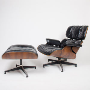 SOLD 1956 Holy Grail Herman Miller Eames Lounge Chair w Swivel Ottoman Boots + 3 Hole