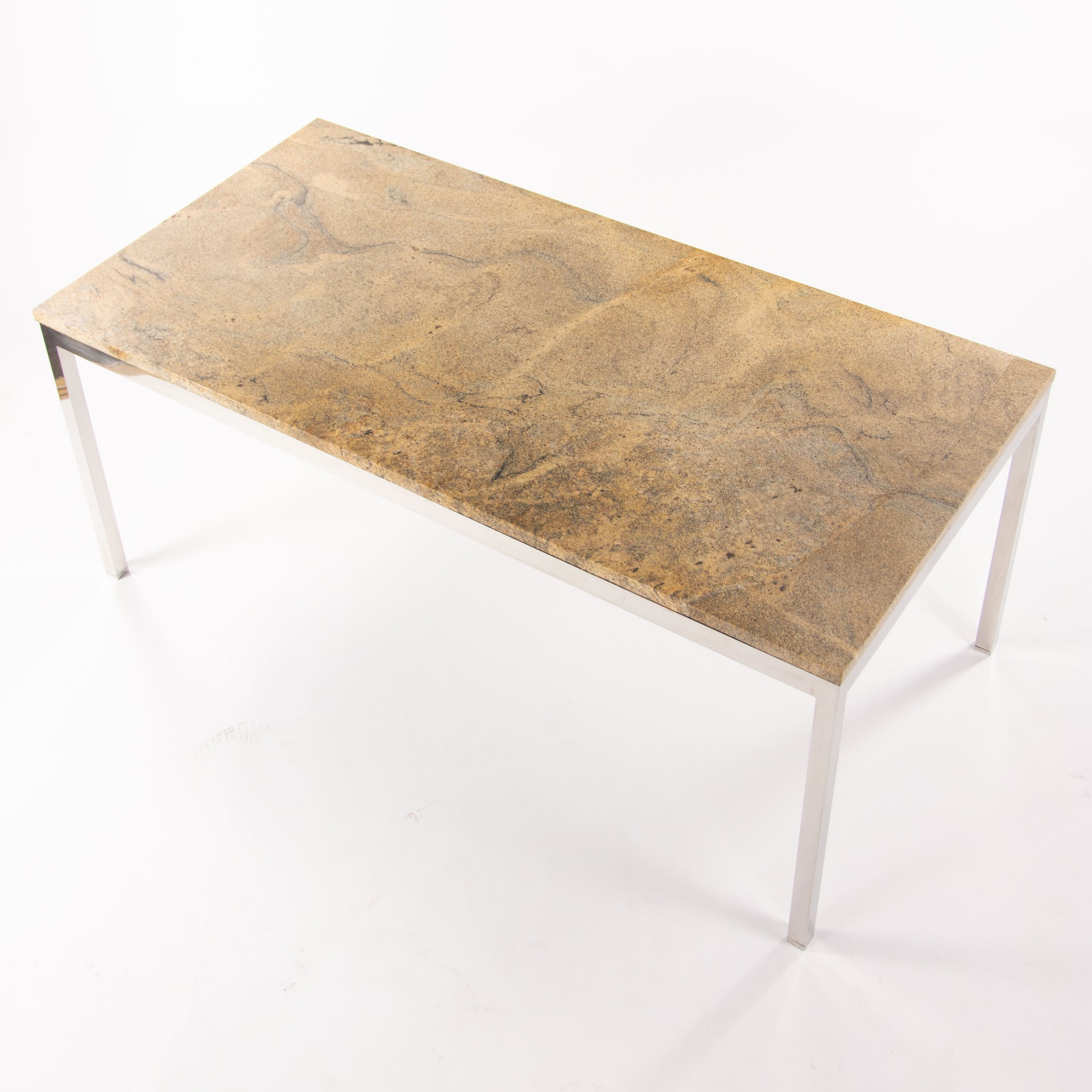 Marble 6x3 Meeting Dining Conference Table Tan w/ Stainless Steel Base Knoll