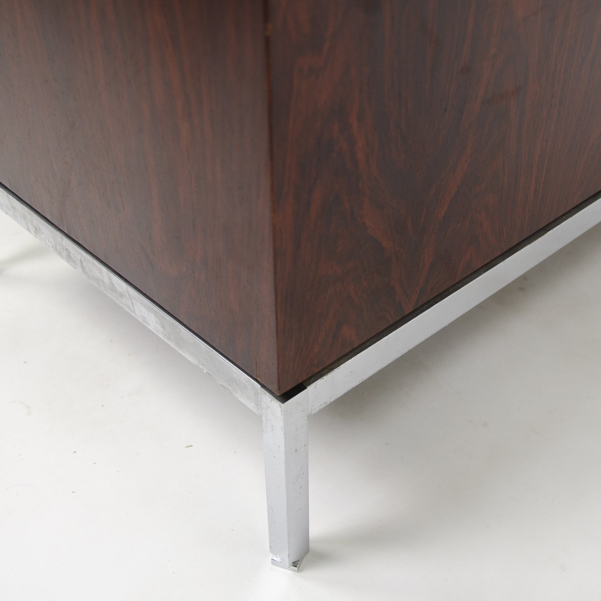 SOLD 1960's Florence Knoll Vintage Rosewood and Marble Credenza Cabinet Finished Back