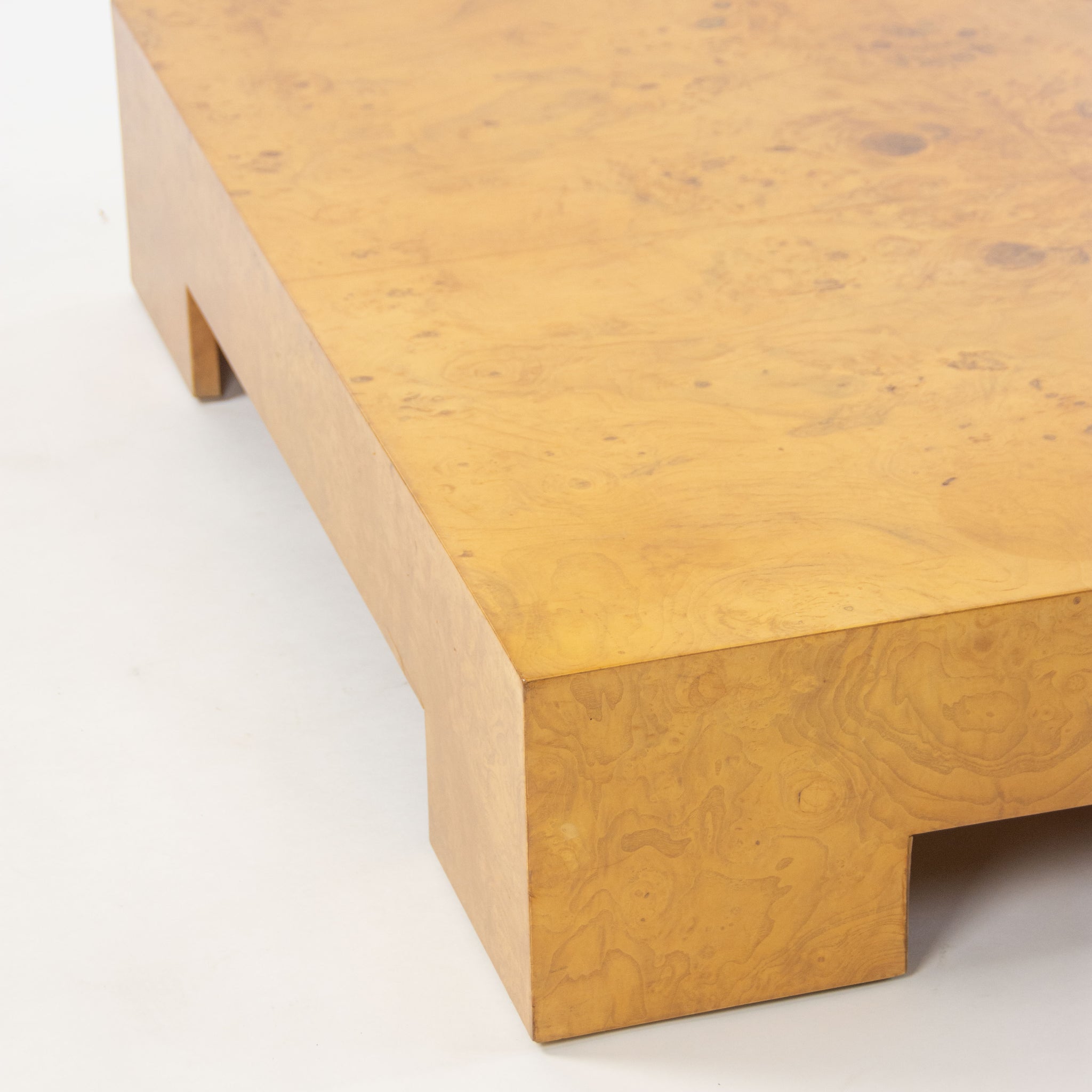 SOLD Milo Baughman for Thayer Coggin 1970's Cocktail Coffee Table Maple Burled Wood