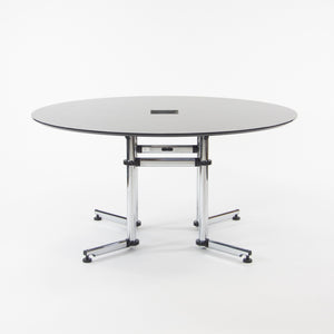 SOLD 2000s Kitos by USM Haller 60 Inch Round Black Marble Meeting Conference Office Table