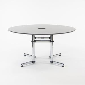 2000s Kitos by USM Haller 60 Inch Round Black Marble Meeting Conference Office Table