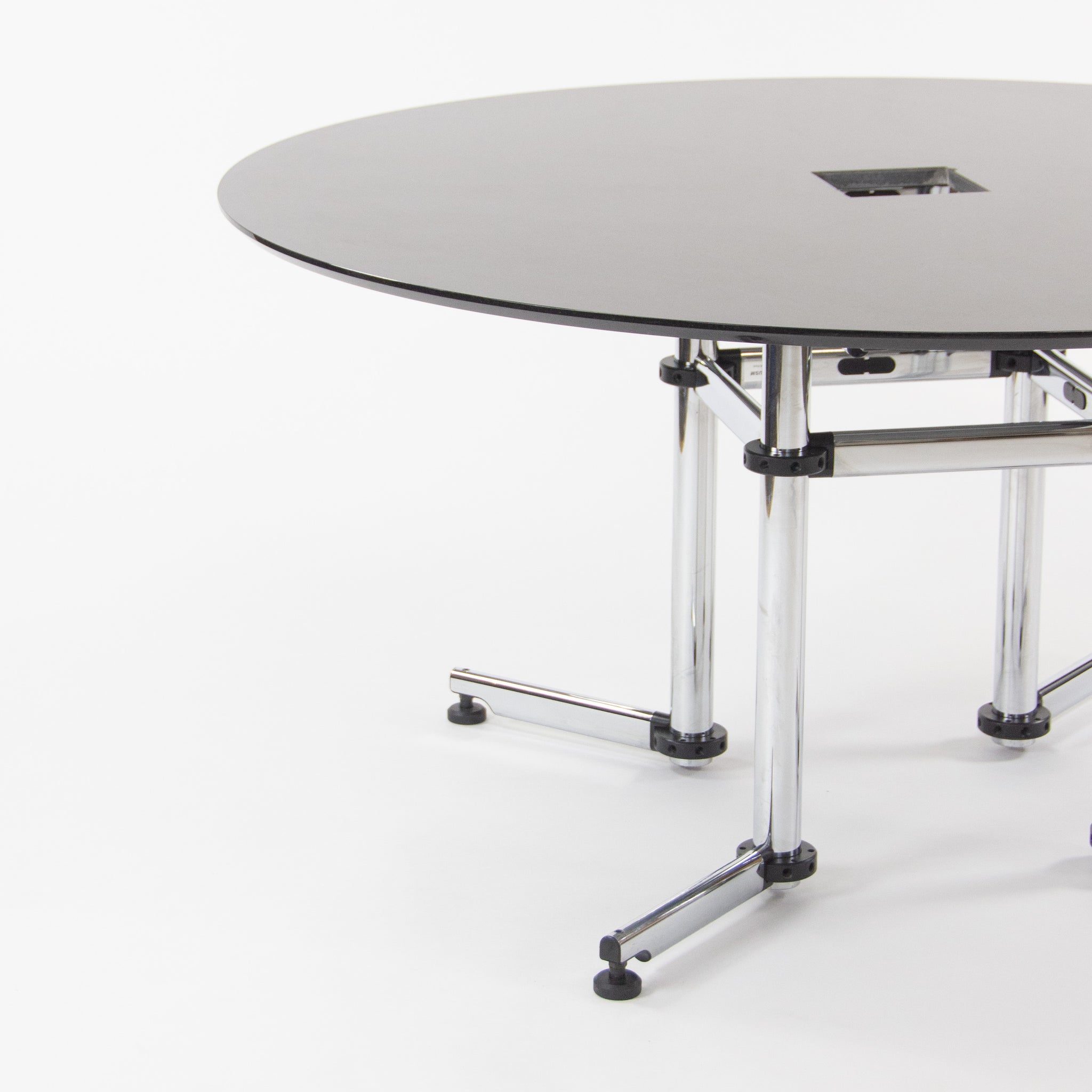 SOLD 2000s Kitos by USM Haller 60 Inch Round Black Marble Meeting Conference Office Table