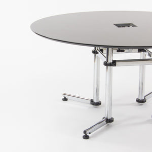 SOLD 2000s Kitos by USM Haller 60 Inch Round Black Marble Meeting Conference Office Table