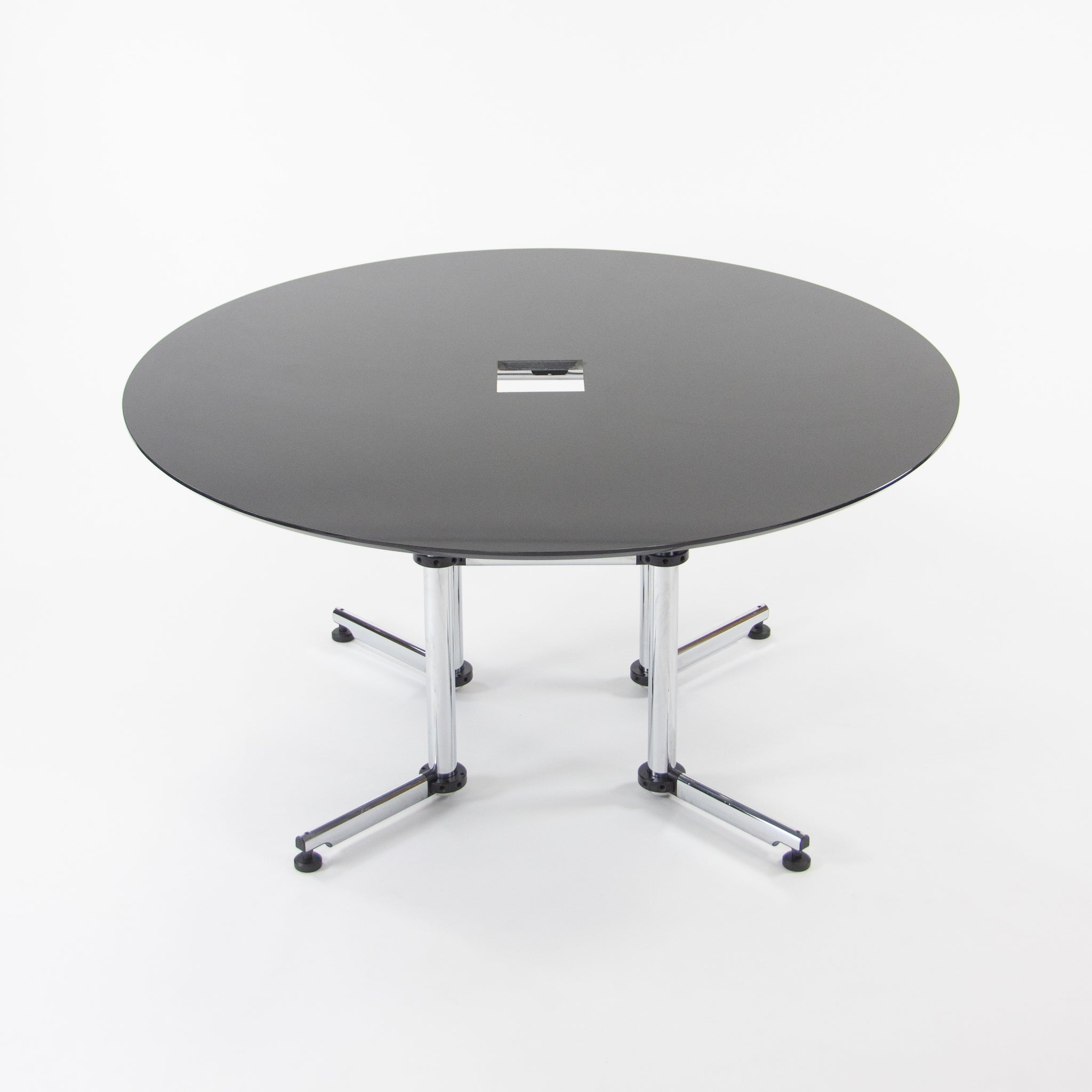 SOLD 2000s Kitos by USM Haller 60 Inch Round Black Marble Meeting Conference Office Table