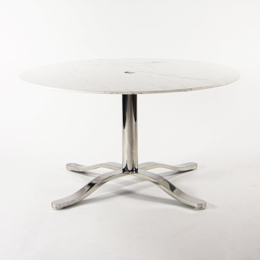 Nicos Zographos White Marble Stainless Alpha Dining Conference Table