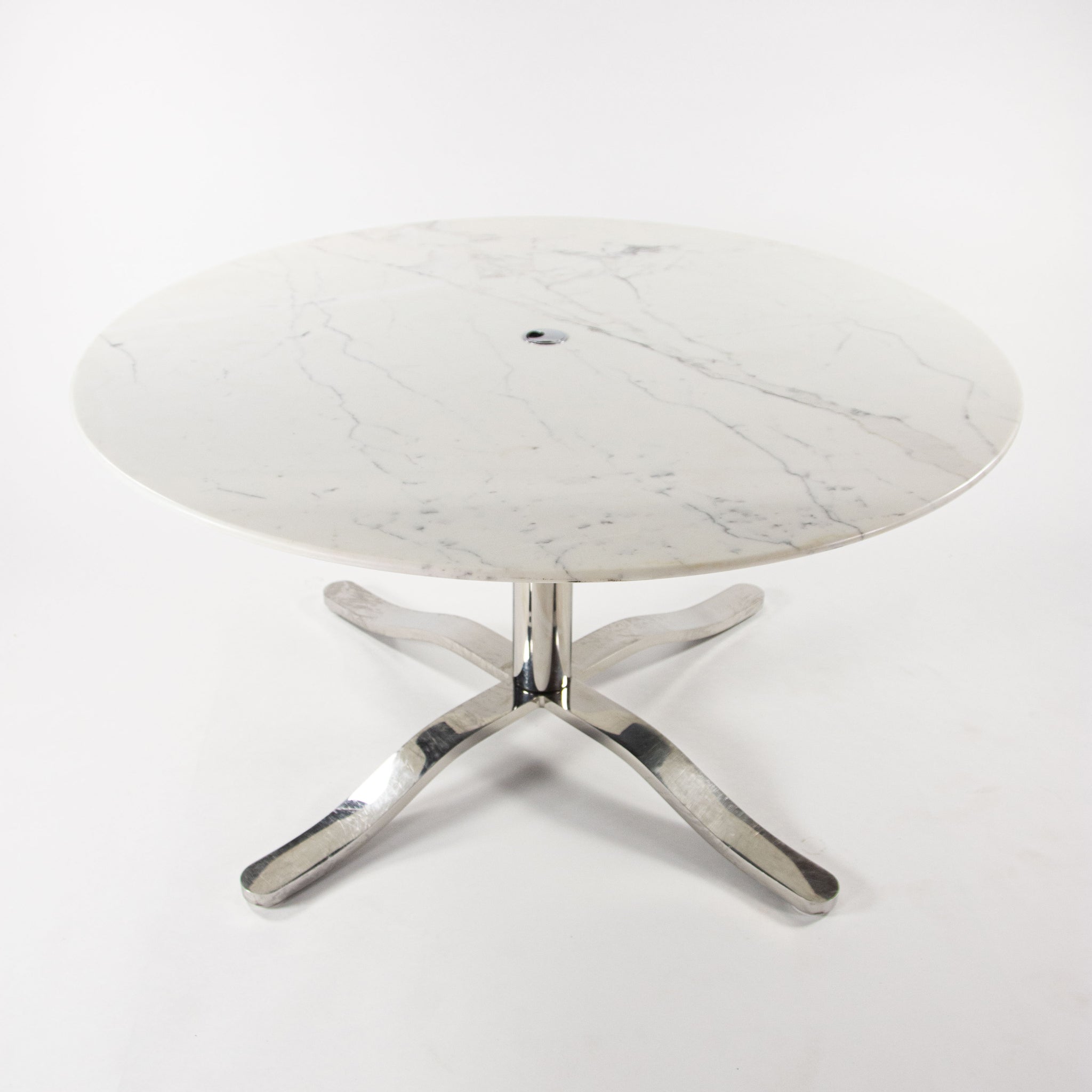 Nicos Zographos White Marble Stainless Alpha Dining Conference Table