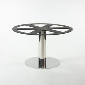 SOLD Nicos Zographos Round Beige Marble Stainless Conference Dining Table