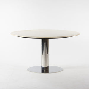 SOLD Nicos Zographos Round Beige Marble Stainless Conference Dining Table