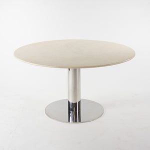 SOLD Nicos Zographos Round Beige Marble Stainless Conference Dining Table