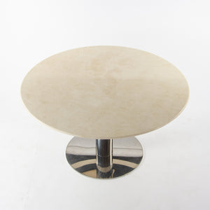SOLD Nicos Zographos Round Beige Marble Stainless Conference Dining Table