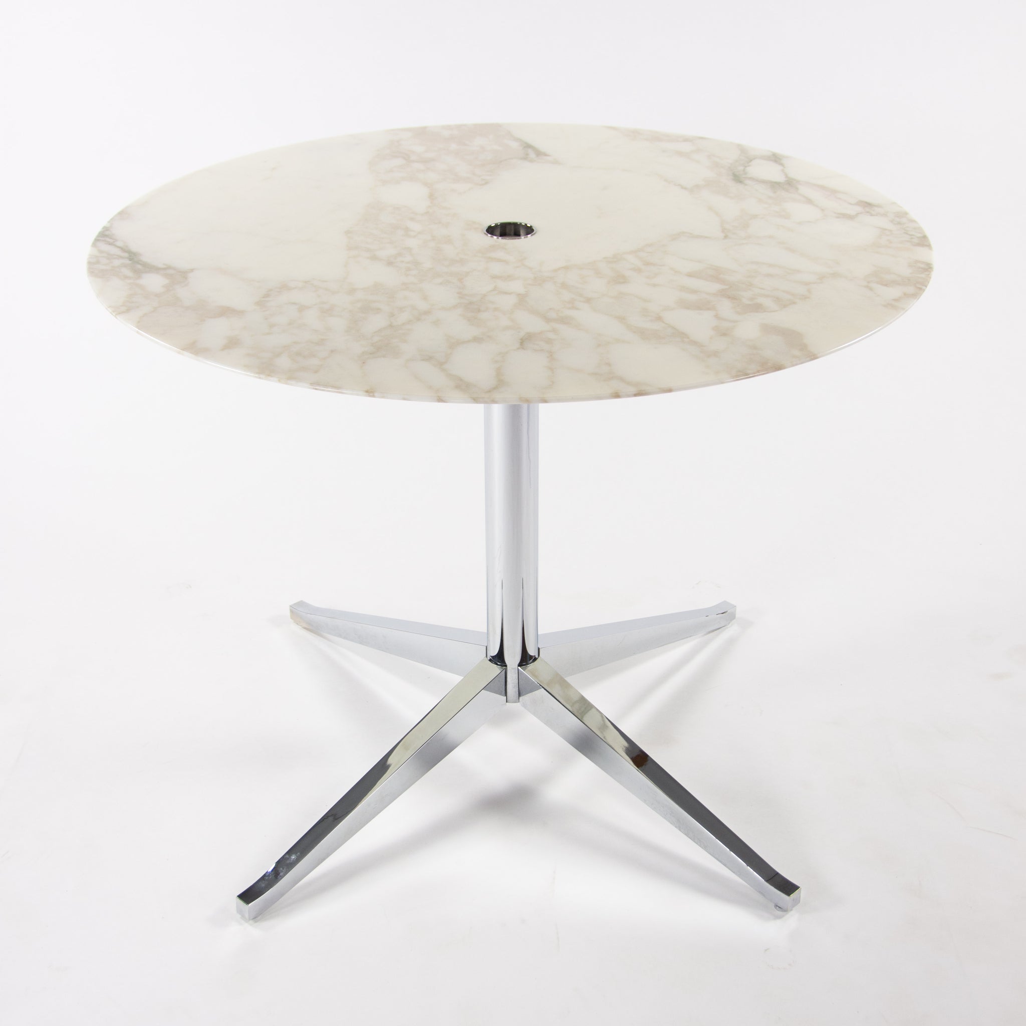 SOLD Florence Knoll Round Calacatta Gold Marble Cafe Side Office Meeting Table