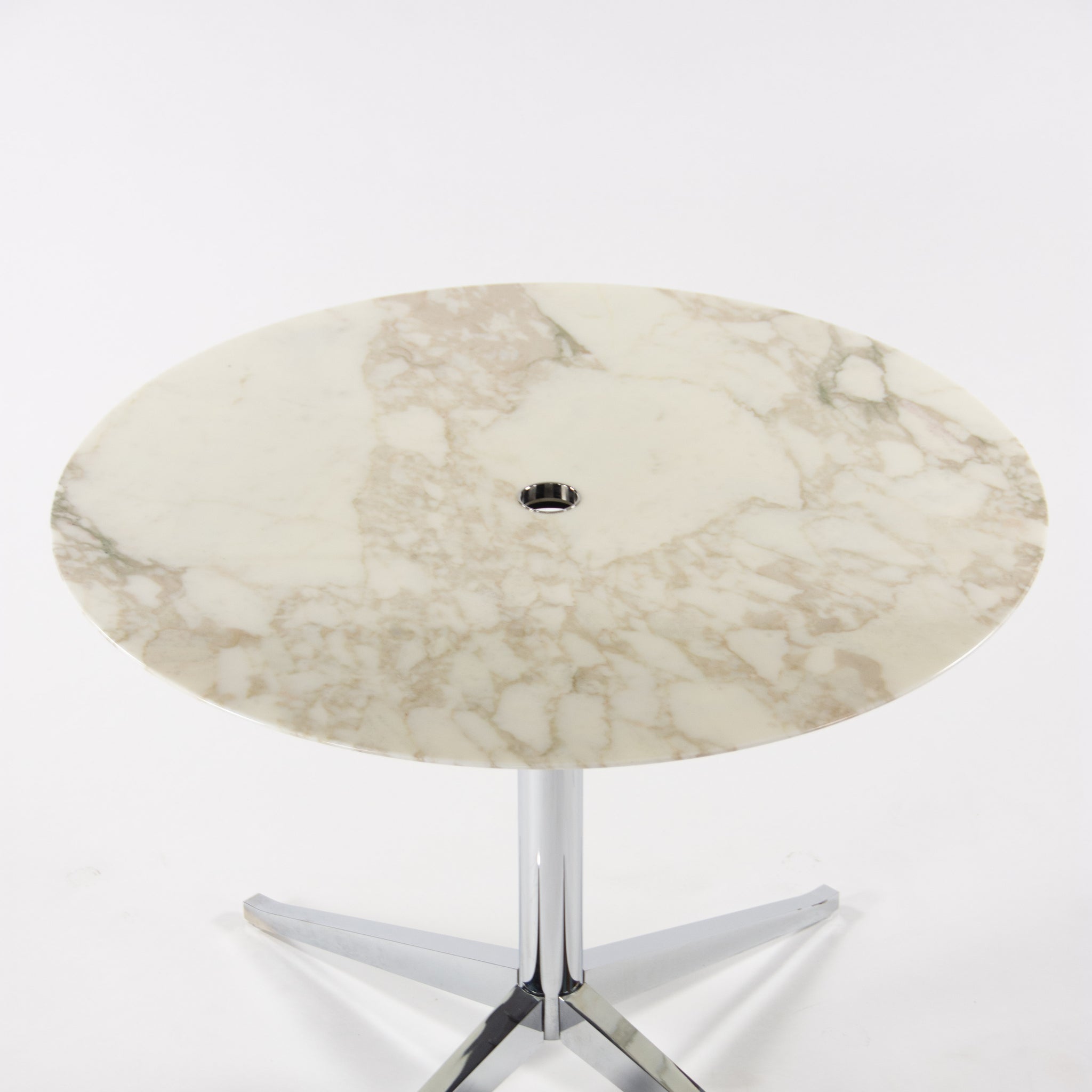 SOLD Florence Knoll Round Calacatta Gold Marble Cafe Side Office Meeting Table