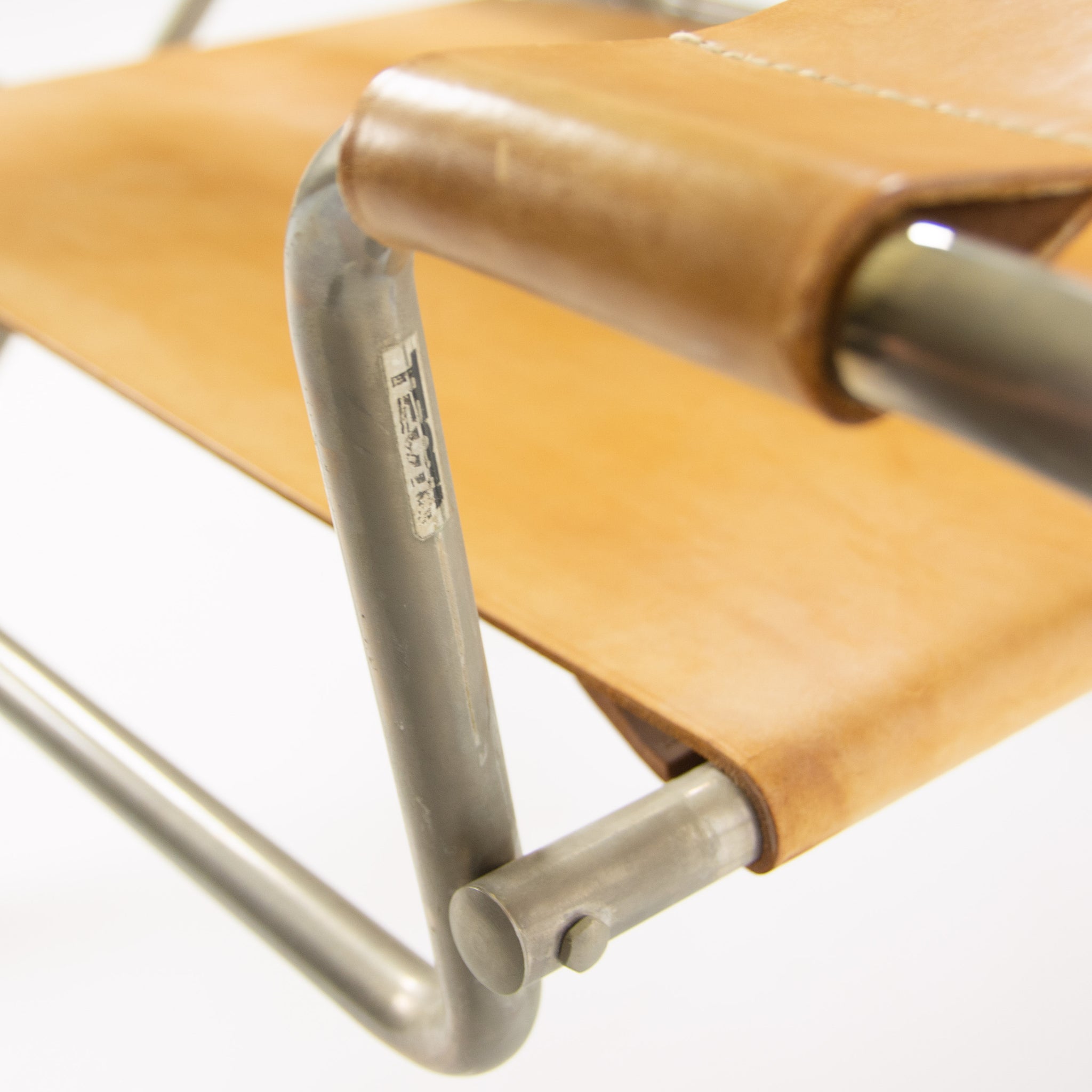 SOLD 1970s Marcel Breuer for Tecta Bauhaus B4 D4 Folding Chairs in Tan Leather Pair