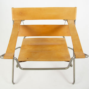 SOLD 1970s Marcel Breuer for Tecta Bauhaus B4 D4 Folding Chairs in Tan Leather Pair