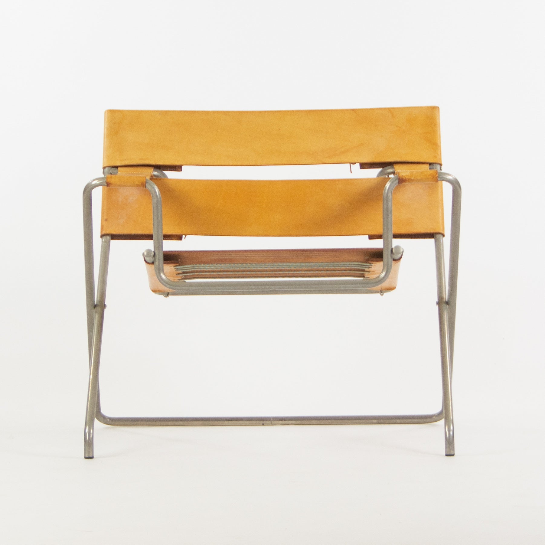 SOLD 1970s Marcel Breuer for Tecta Bauhaus B4 D4 Folding Chairs in Tan Leather Pair
