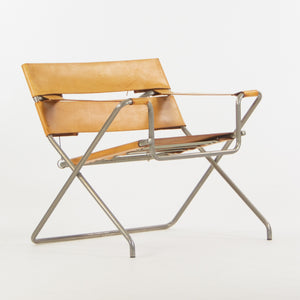 SOLD 1970s Marcel Breuer for Tecta Bauhaus B4 D4 Folding Chairs in Tan Leather Pair