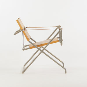 SOLD 1970s Marcel Breuer for Tecta Bauhaus B4 D4 Folding Chairs in Tan Leather Pair