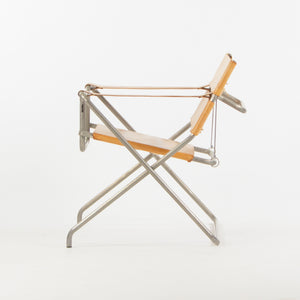 SOLD 1970s Marcel Breuer for Tecta Bauhaus B4 D4 Folding Chairs in Tan Leather Pair