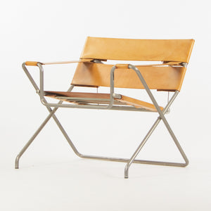 SOLD 1970s Marcel Breuer for Tecta Bauhaus B4 D4 Folding Chairs in Tan Leather Pair