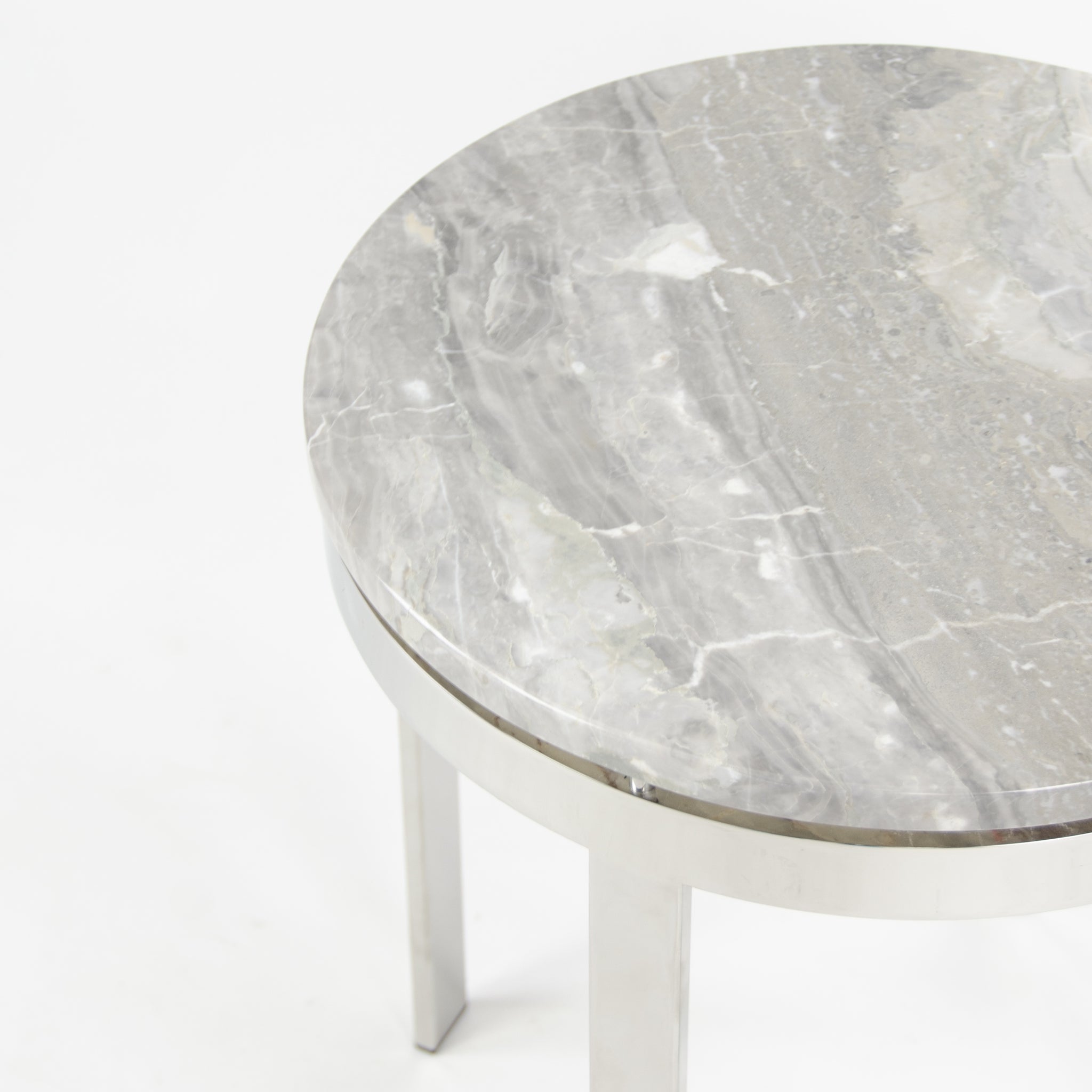 SOLD Nicos Zographos Designs Limited Marble Stainless Side Table