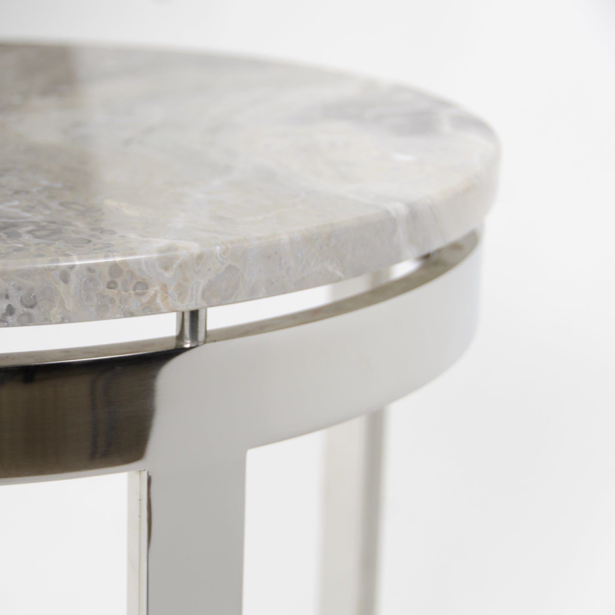 SOLD Nicos Zographos Designs Limited Marble Stainless Side Table