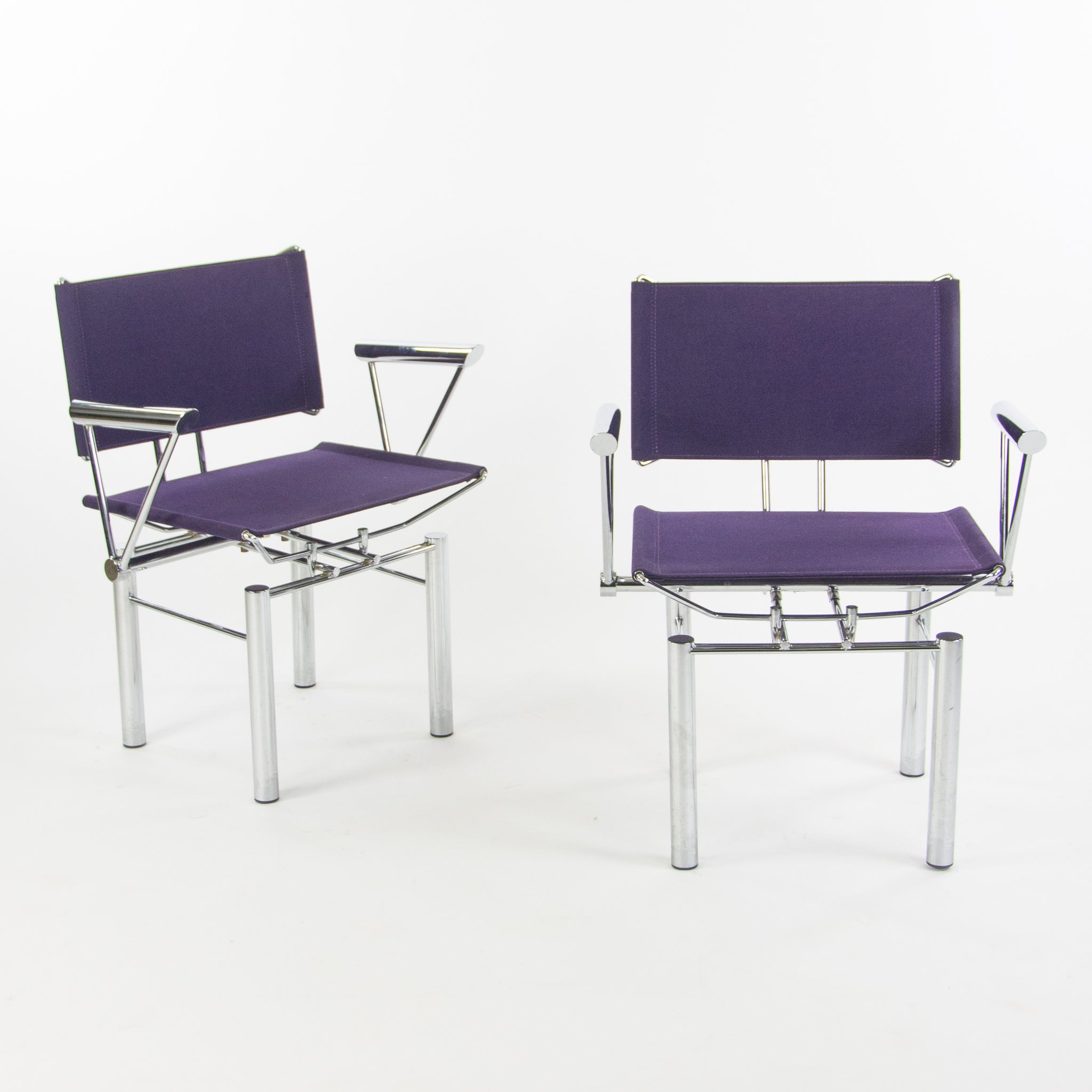 SOLD 1980s Hans Ullrich Bitsch for Kusch+Co Dining Side Chairs Purple Fabric Pair
