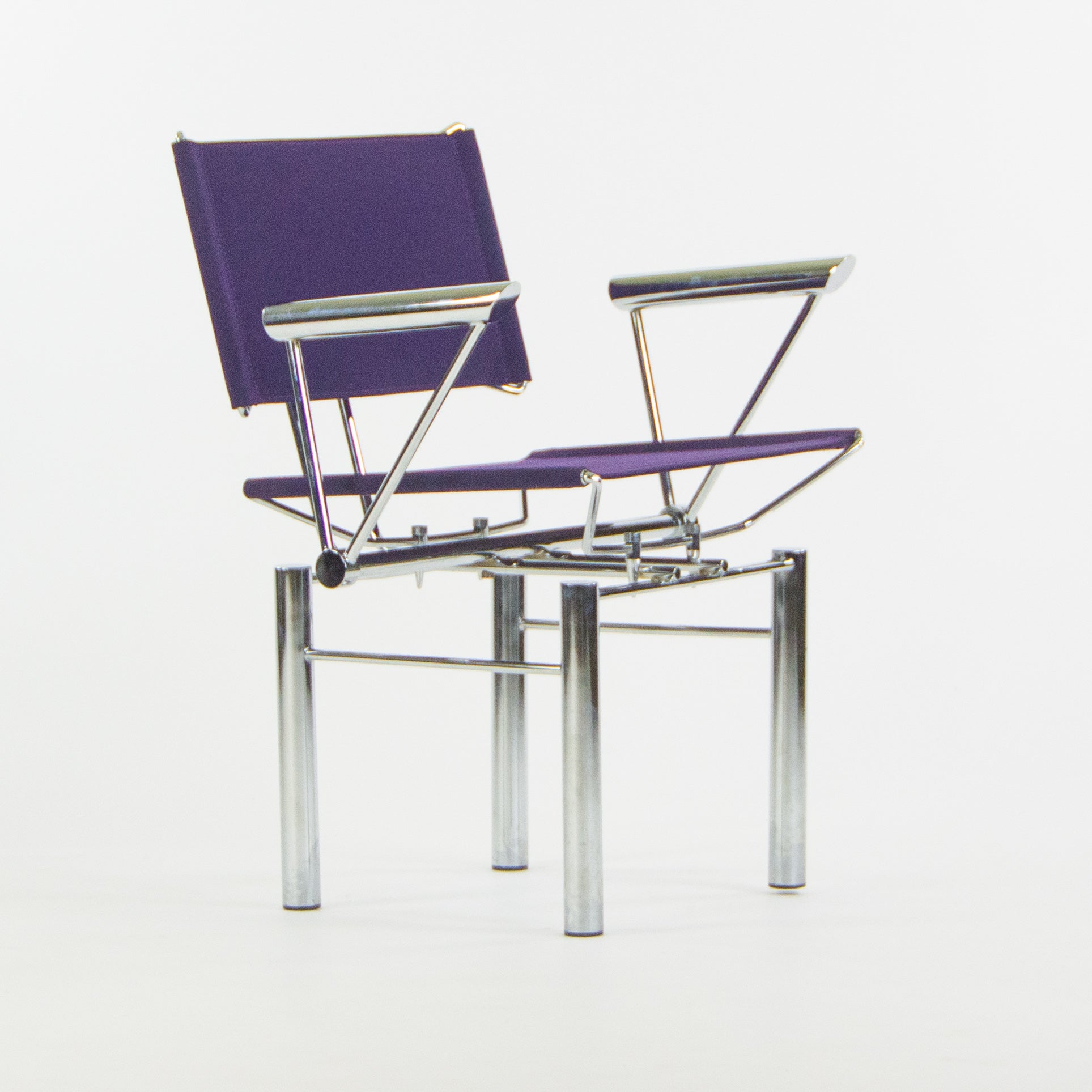 SOLD 1980s Hans Ullrich Bitsch for Kusch+Co Dining Side Chairs Purple Fabric Pair