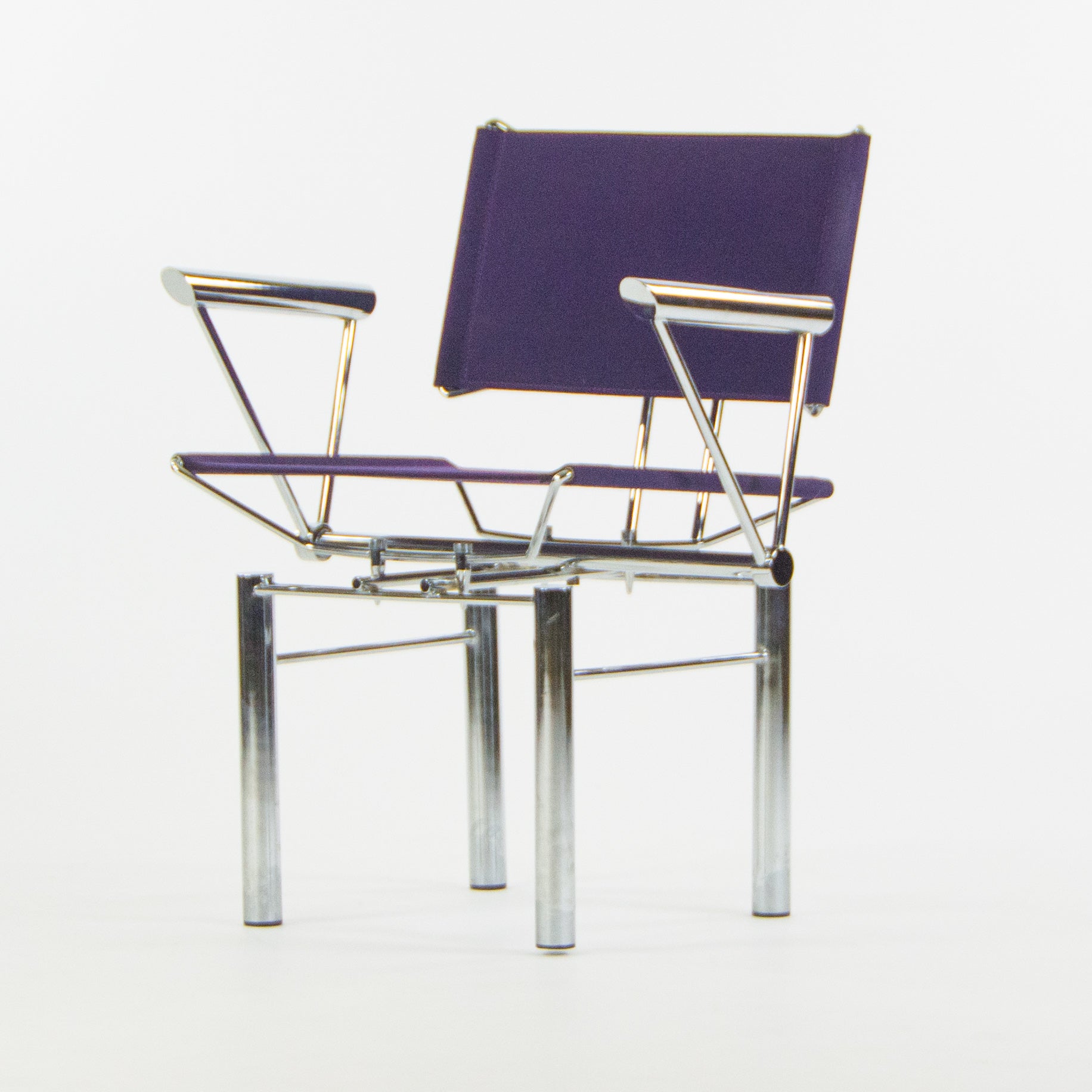 SOLD 1980s Hans Ullrich Bitsch for Kusch+Co Dining Side Chairs Purple Fabric Pair