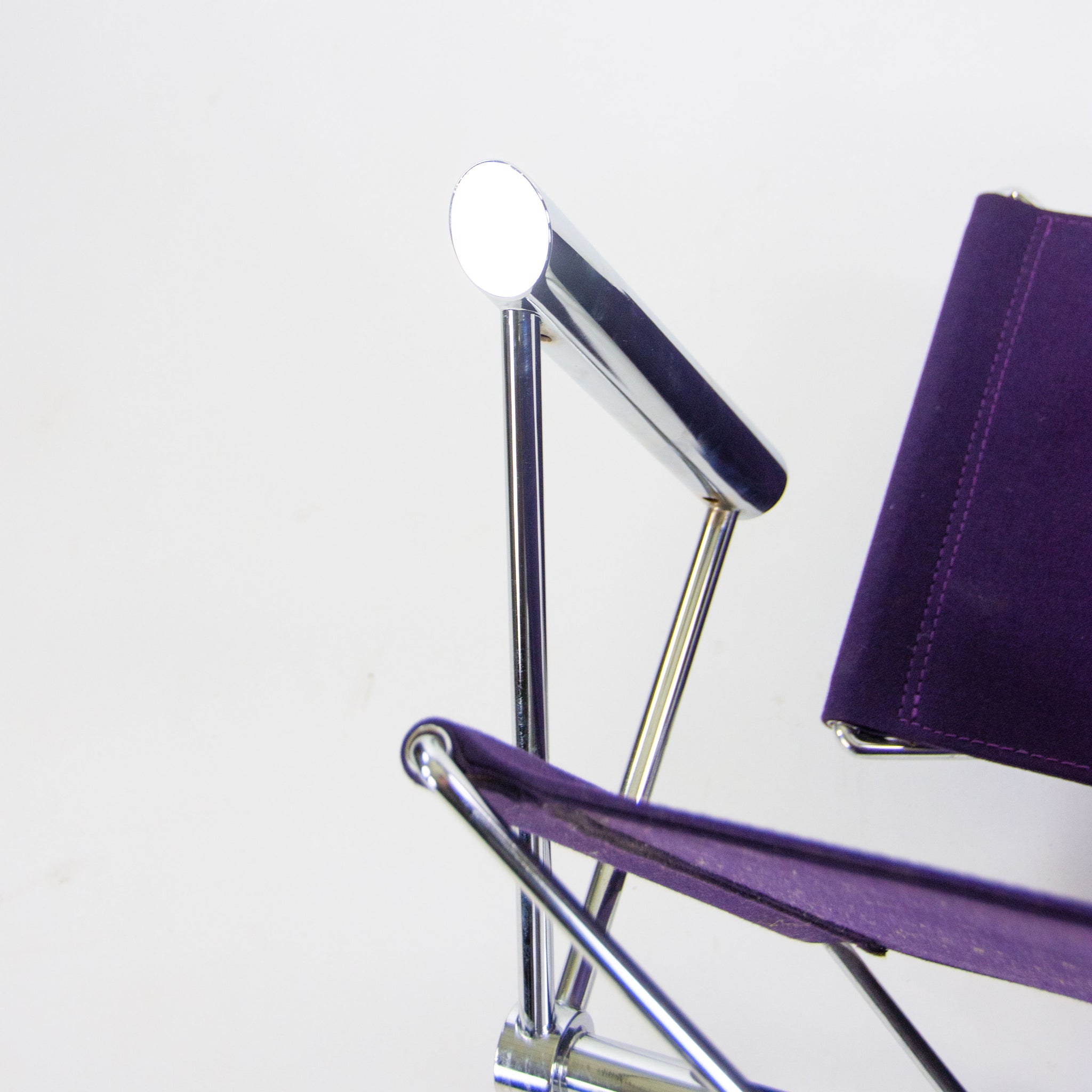 SOLD 1980s Hans Ullrich Bitsch for Kusch+Co Dining Side Chairs Purple Fabric Pair