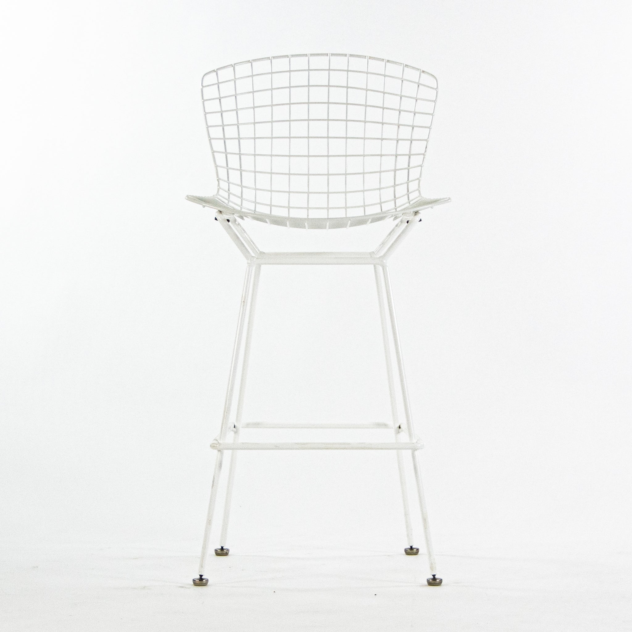 SOLD Harry Bertoia for Knoll 1970's Vintage Set of 3 White Bar Height Wire Stools