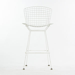SOLD Harry Bertoia for Knoll 1970's Vintage Set of 3 White Bar Height Wire Stools