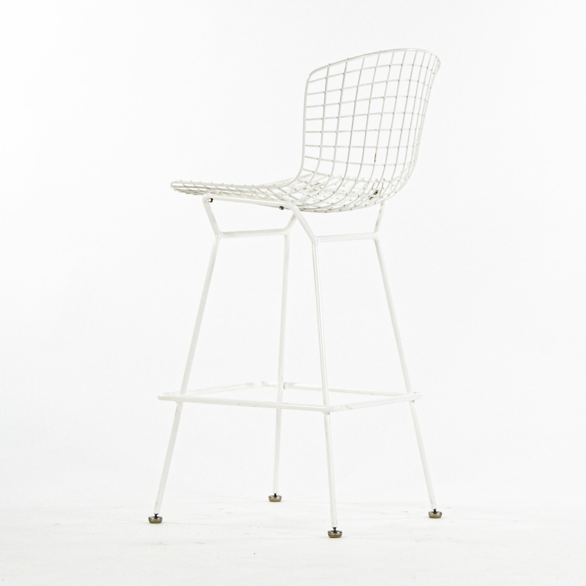 SOLD Harry Bertoia for Knoll 1970's Vintage Set of 3 White Bar Height Wire Stools