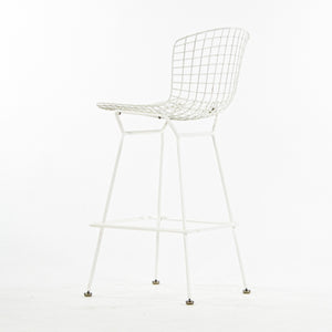 SOLD Harry Bertoia for Knoll 1970's Vintage Set of 3 White Bar Height Wire Stools