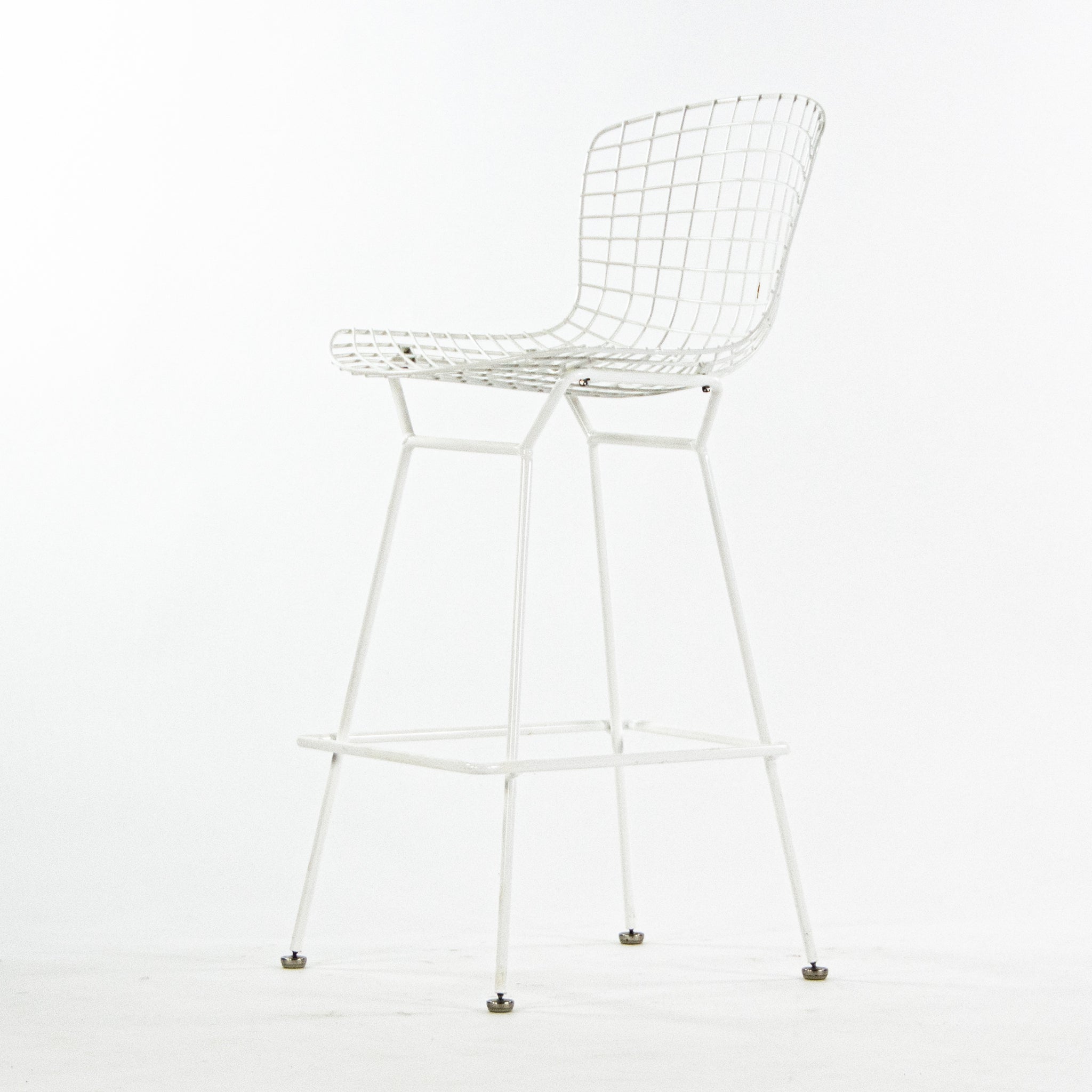 SOLD Harry Bertoia for Knoll 1970's Vintage Set of 3 White Bar Height Wire Stools