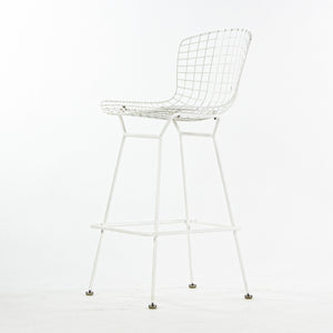 SOLD Harry Bertoia for Knoll 1970's Vintage Set of 3 White Bar Height Wire Stools