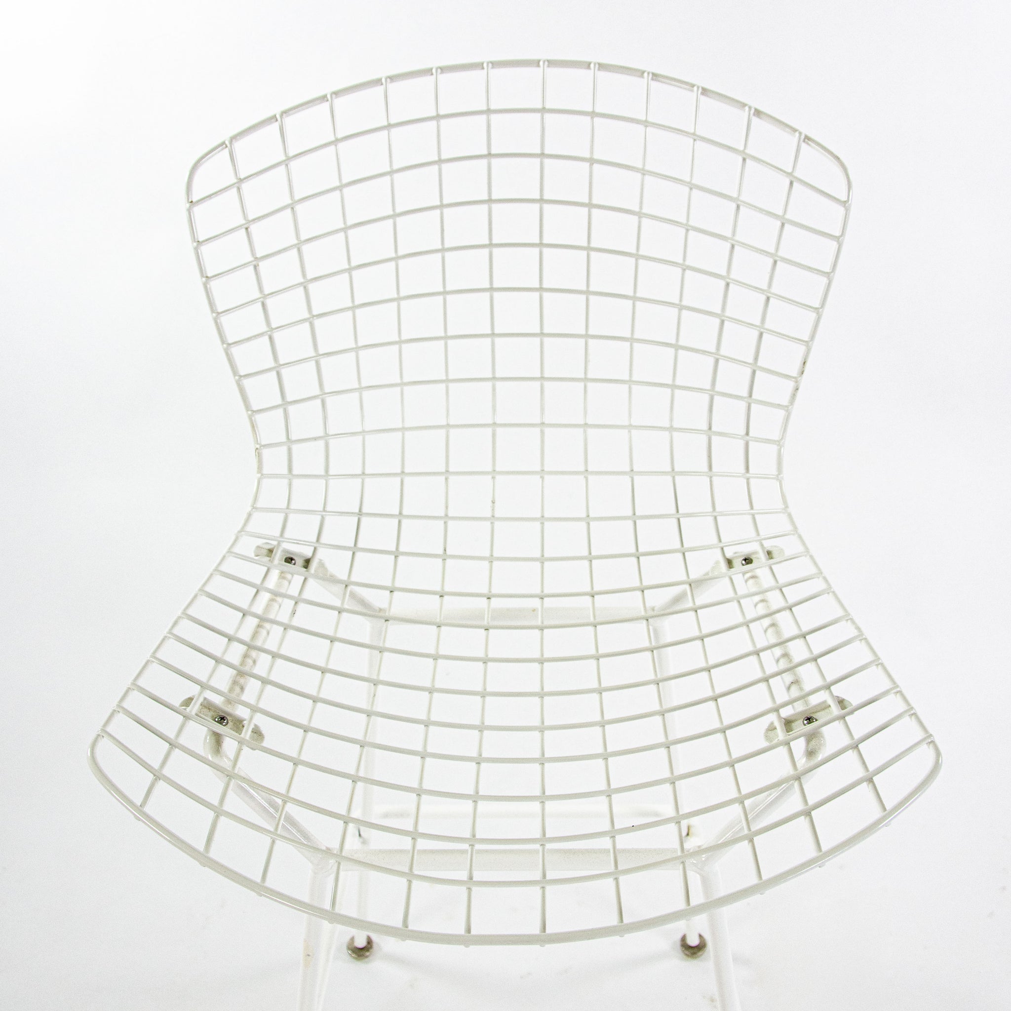 SOLD Harry Bertoia for Knoll 1970's Vintage Set of 3 White Bar Height Wire Stools