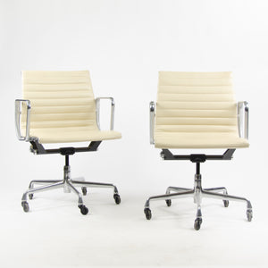 SOLD Herman Miller Eames Aluminum Group Executive Chairs Ivory Leather 2009