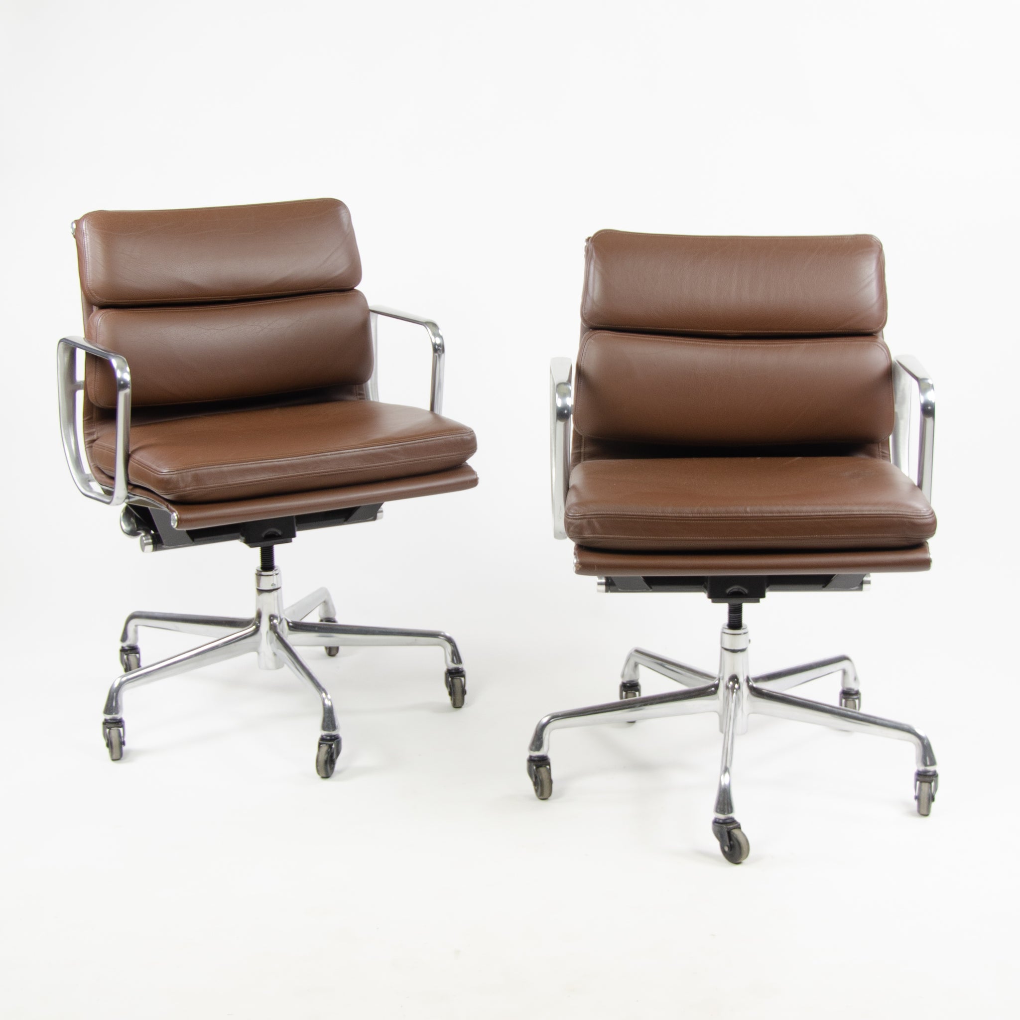 SOLD Herman Miller Eames Soft Pad Aluminum Group Chair Brown Leather 2006/7
