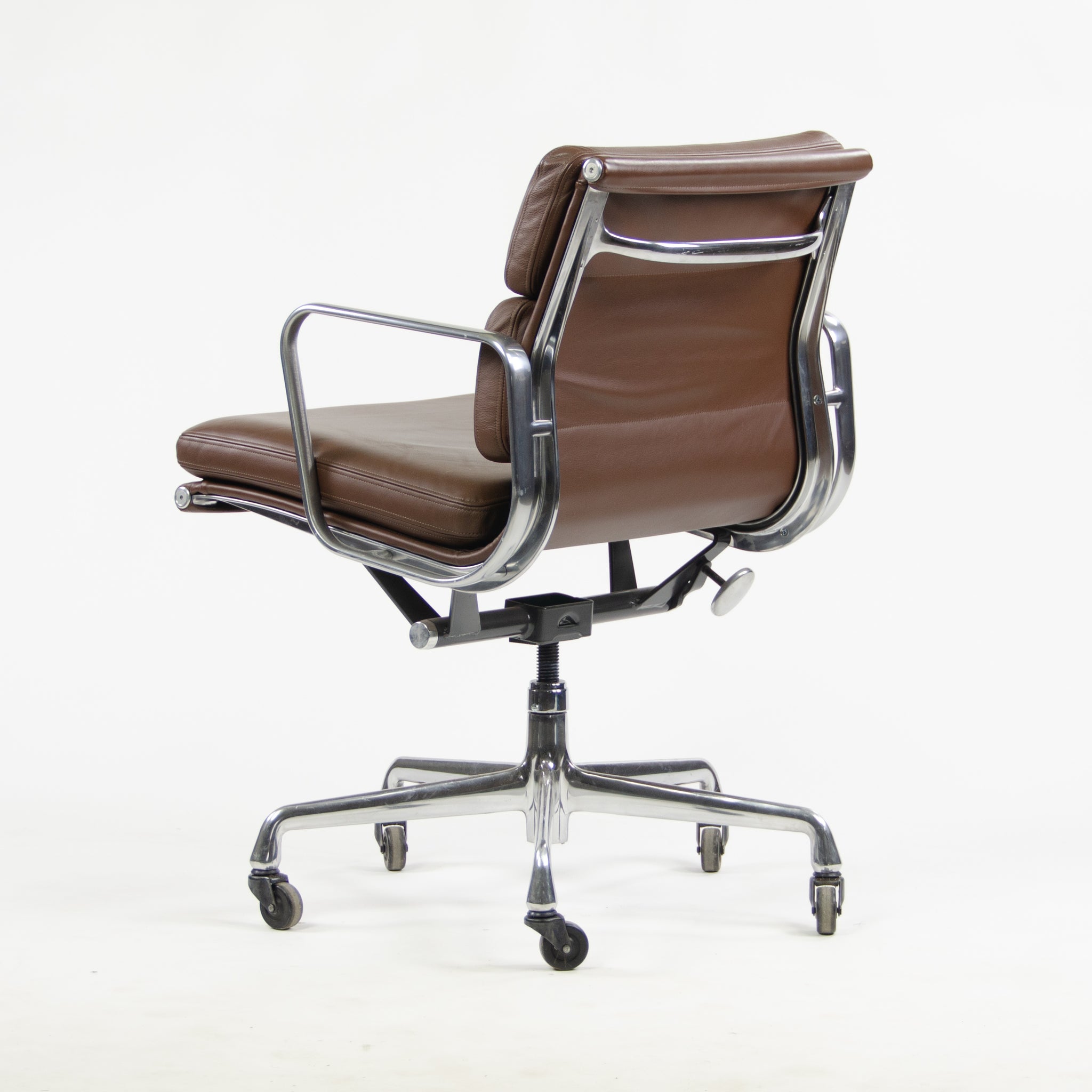 SOLD Herman Miller Eames Soft Pad Aluminum Group Chair Brown Leather 2006/7