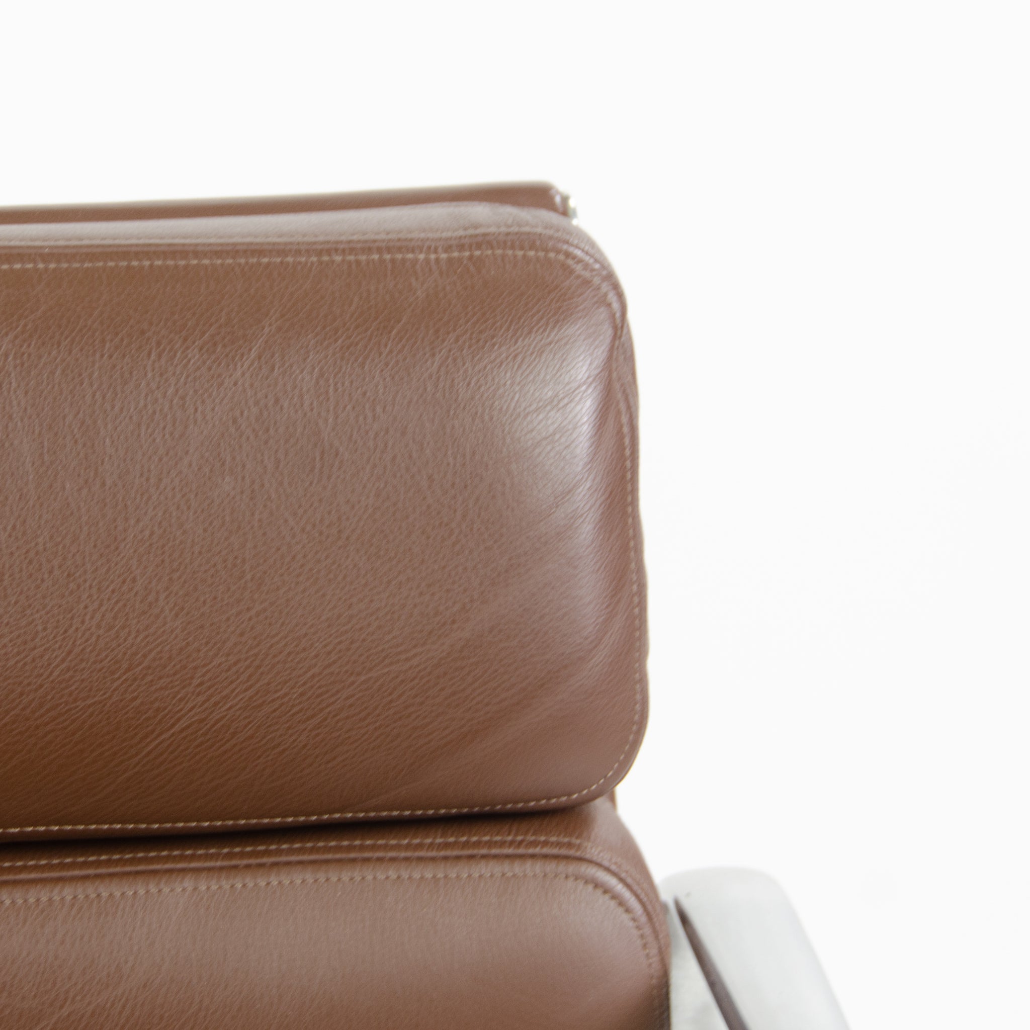 SOLD Herman Miller Eames Soft Pad Aluminum Group Chair Brown Leather 2006/7