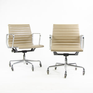 SOLD Herman Miller Eames Aluminum Group Executive Chairs Tan Leather 2000's