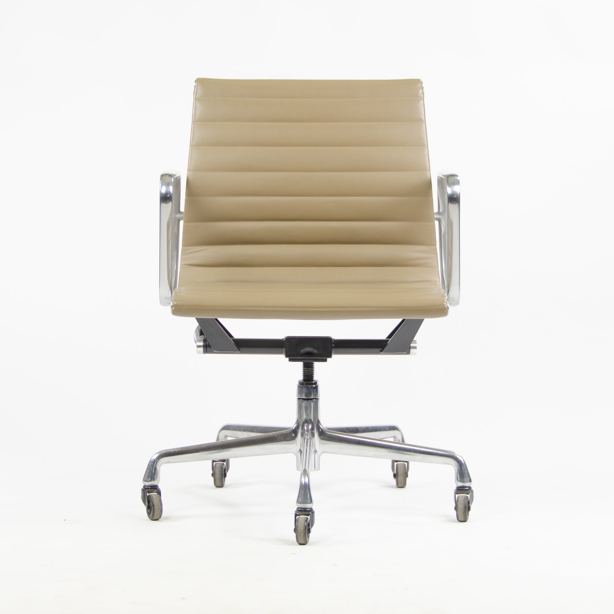 SOLD Herman Miller Eames Aluminum Group Executive Chairs Tan Leather 2000's