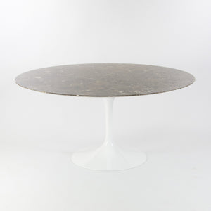 SOLD Eero Saarinen for Knoll 2019 60in Brown Emperador Marble Dining Table Tulip Base