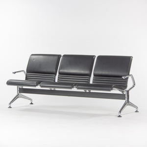 SOLD Jorgen Kastholm Kusch+Co 7130 3-Seater Airport Bench Seating Black Leather