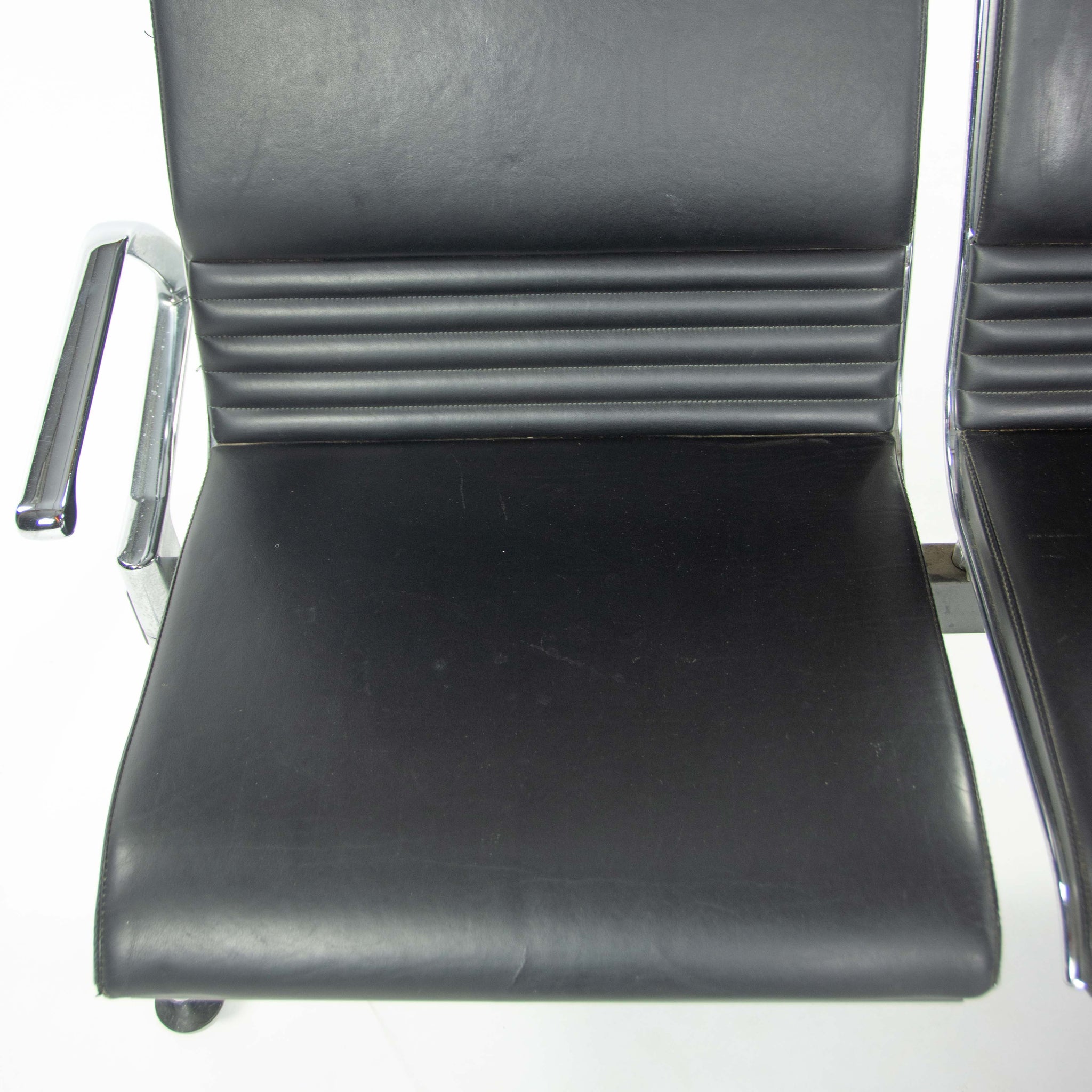 SOLD Jorgen Kastholm Kusch+Co 7130 3-Seater Airport Bench Seating Black Leather
