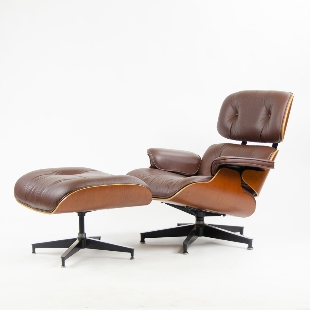 SOLD 2008 Herman Miller Eames Lounge Chair & Ottoman Cherry 670 671 Brown Leather